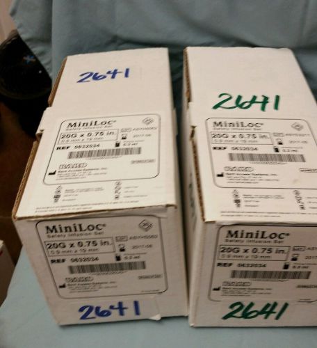 20 bard miniloc safety infusion sets 20g x .75&#034; 19mm new sterile 0632034 for sale