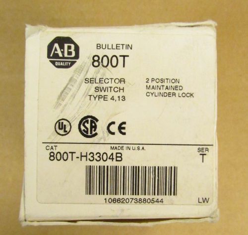 ALLEN BRADLEY Keyed 2 Position Maintained Selector Switch 800T H3304B