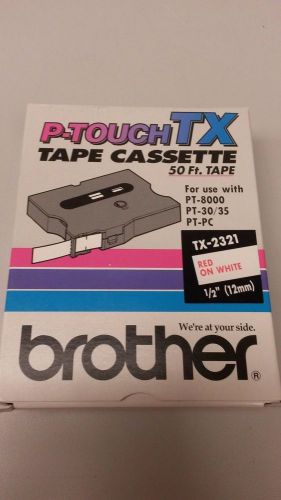 Genuine Brother TX2321 Laminated Tape Cartridge 1 Roll Red on White BRTTX2321