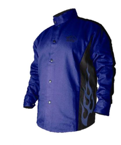 Revco BSX BXRB9C 9oz. Cotton Welding Jacket  Blue/Black w/flames, 2X-Large