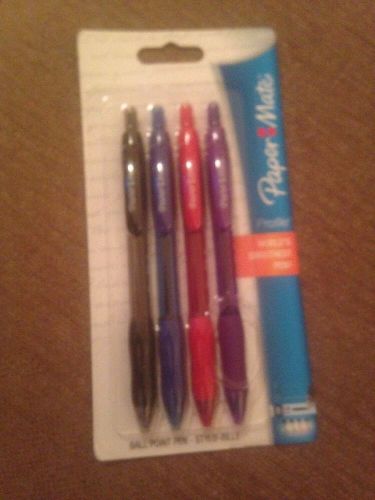 4 Pack PaperMate Profile Assorted Color &#034;World&#039;s Smoothest&#034; Ink Pens, Bold Point