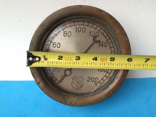 Vintage Ashcroft Brass / Steel Industrial Pressure Gauge Steampunk Decor Collect