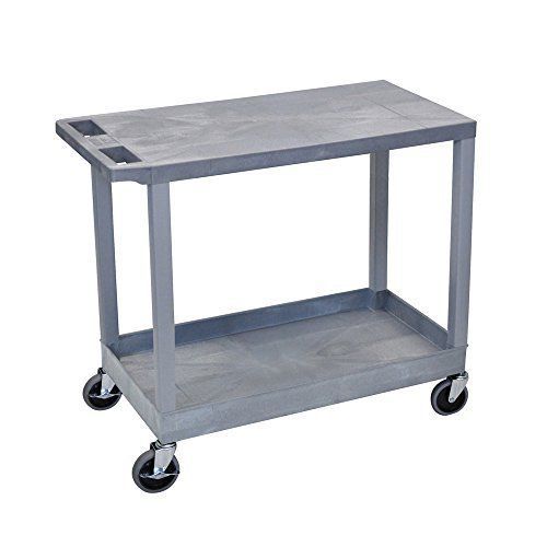 NEW Offex 18 x 32 Inches Cart with 1 Tub and 1 Flat Shelves  Gray (OF-EC21-G)
