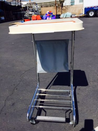 Hamper stand medical linen sheet rolling storage laundry bin w/ lid + foot pedal for sale