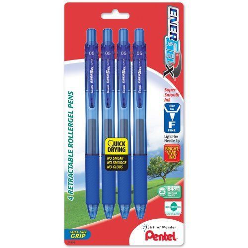 Pentel energel-x retractable liquid gel pen, 0.5mm, fine line, needle tip, blue for sale