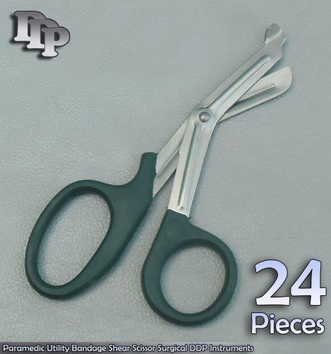 24 Paramedic Utility Bandage Scissor 7.25&#034; Dark Green Handle Surgical Instrument