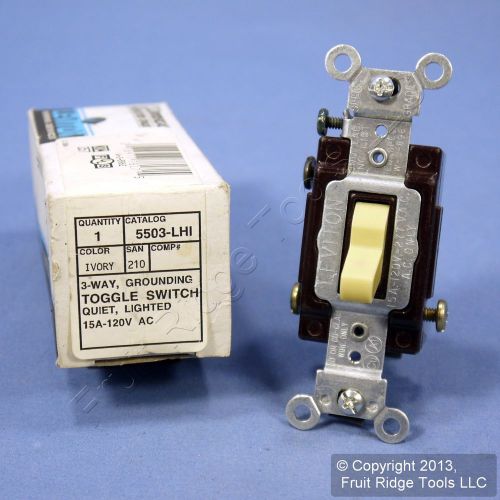 New leviton lighted ivory commercial wall toggle light switch 15a 120v 5503-lhi for sale