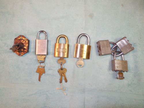 LOT OF 7 VINTAGE PADLOCKS with KEYS