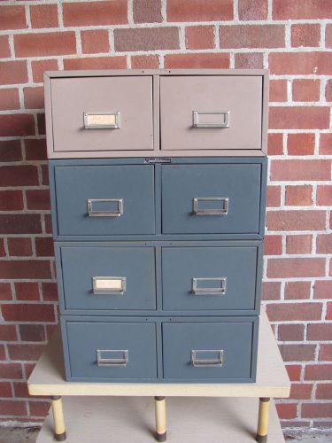 Stacking set of four industrial card file boxes for sale