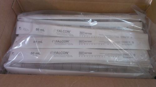 Lot of 100 new corning falcon 357550 50 ml serological pipet in 1 ml w/ plug for sale
