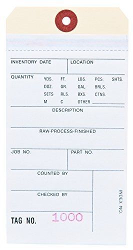 MACO Two-Part NCR Inventory Tags, Numbers 1000 to 1499, #8 - 6-1/6 x 3-1/8