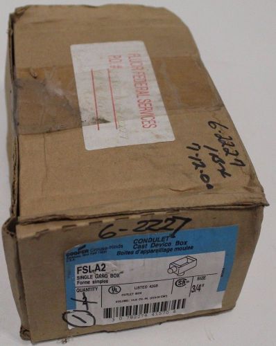 Cooper Crouse-Hinds FSLA2 Condulet Single Gang Cast Device Box 3/4&#034;
