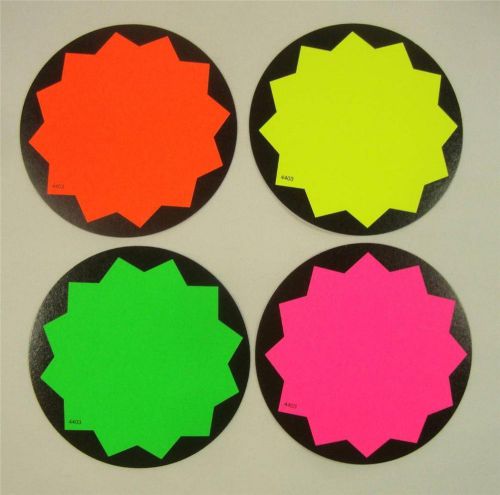 Blank 100 Circle Star Burst 5&#034; Sign Cards 4 - Colors Retail Store Supplies