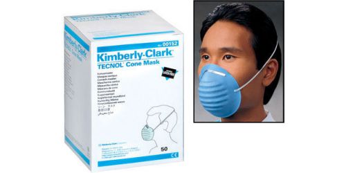 Kimberly clark tecnol cone mask 00152 blue natural rubber latex free box of 50 for sale