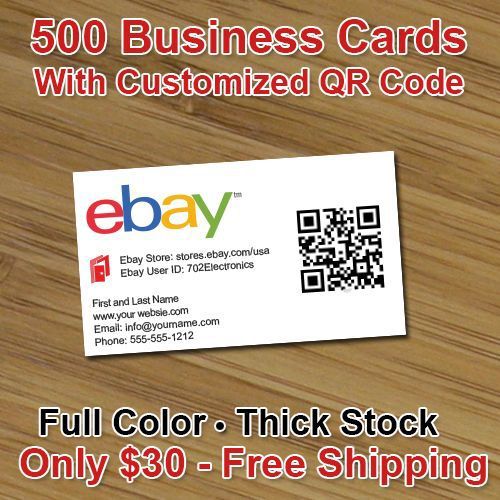 500 ebay Business Cards with QR Code