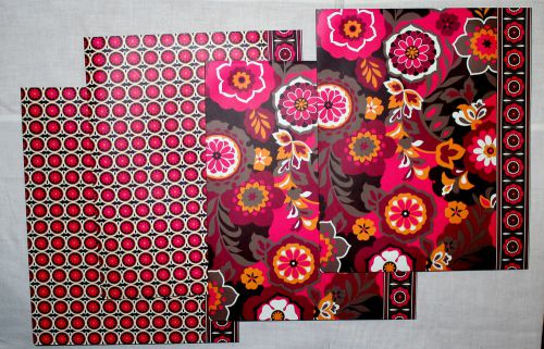 VERA BRADLEY Carnaby Pocket Folders Set of 4 NEW!! Floral Red Brown Yellow White