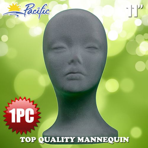 11&#034; STYROFOAM FOAM grey velvet MANNEQUIN MANIKIN head display wig hat glasses