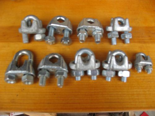 9 new old stock galvanizes steel cable clamps
