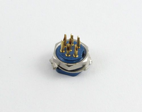QTY (10) Amphenol 126-196 Blue Circular Connector, Type F, 7 Pin Gold Contacts