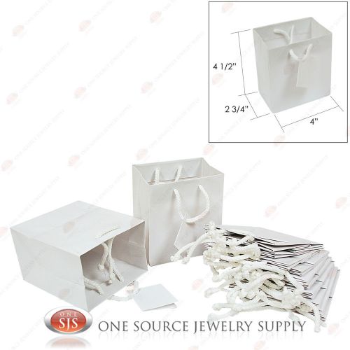 12 Solid Glossy White Tote Gift Merchandise Bags 4&#034; x 2 3/4 &#034; x 4 1/2&#034;H
