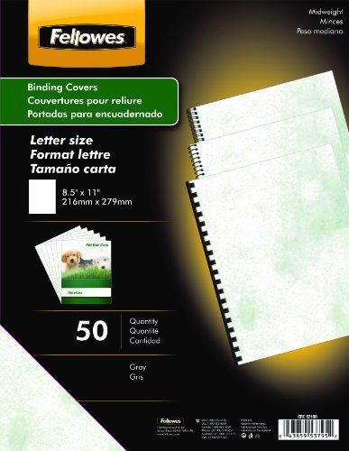 Fellowes Binding Printable Binding Covers, Letter, Gray, 50 Pack 5219001