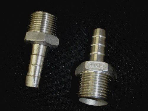 STAINLESS STEEL HOSE BARB 1/2&#034; hose - 3/4&#034; NPT PIPE HB-075-050