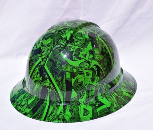Pyramex ridgeline wide brim hard hat custom hydro dipped in green joker 2 gloss for sale