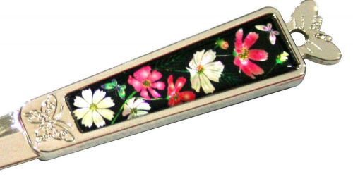 mother of pearl lacre steel envelope knife sword letter opener flower design #19