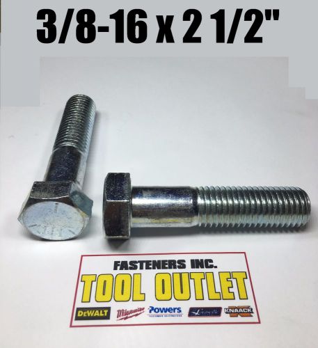 (Qty 400) 3/8-16 x 2 1/2&#034;  Hex Bolt Zinc Plated Grade 5 Cap Screw Partial Thread