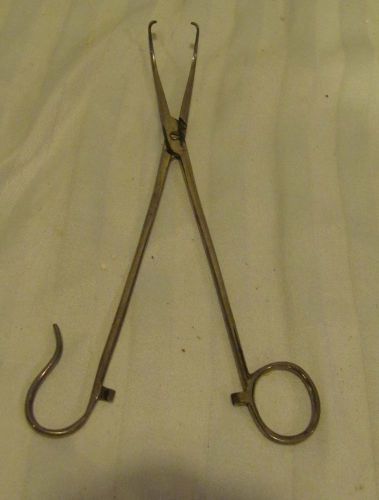 vintage dental tool, forcep with fork ends, unusual
