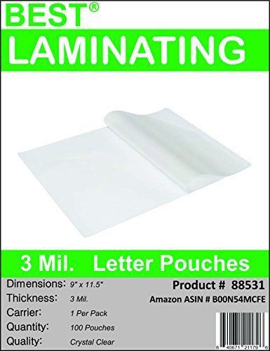 Best Laminating® 3 Mil Clear Letter Size Thermal Laminating Pouches 9 X 11.5 Qt