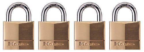 Master Lock 120Q Keyed-Alike Wide Padlocks, 3/4-inch, Solid Brass, 4-Pack