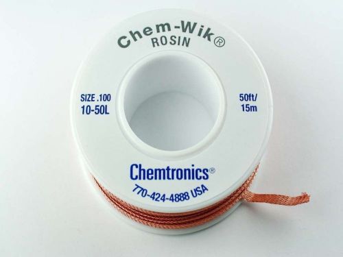 Chemtronics Desoldering Braid, Chem-Wik, Rosin, 10-50L 0.10&#034;, 50ft.