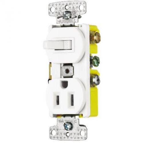 Combo switch 3way and 2p receptacle 15a white hubbell electrical products rc308w for sale