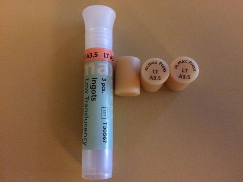 Ivoclar Vivadent e.Max Press LT A3.5 Low Translucency QTY 3 Large Ingots