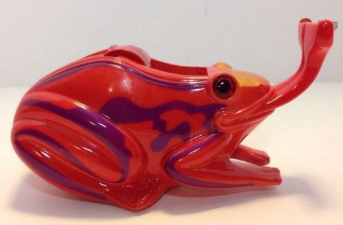 Reddish orange frog plastic funny quirky novelty tape dispenser poison dart for sale