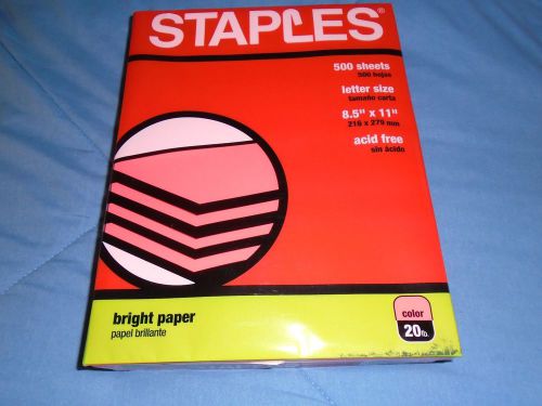 Staples Brand Ream of 500 Sheets 8.5 x 11 Bright Paper Pink Paper