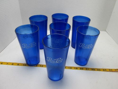 Lot of 7 Carlisle Pepsi Cola Glasses 20 oz Blue Plastic Cup Model 5220 SKU A S