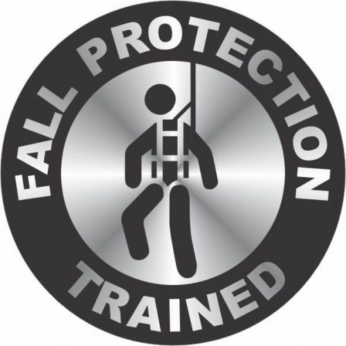 FALL PROTECTION TRAINED 2&#034; Chrome Hard Hat Sticker Safety Decal FREE SHIPPING