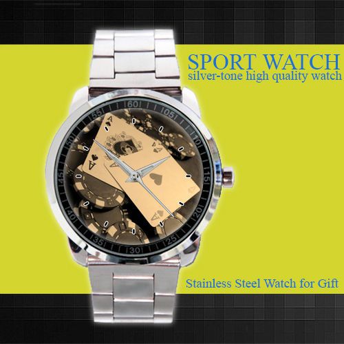 Poker Chips And Cards Design Sport Metal Watch