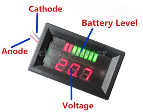 LED Indicator Battery Capacity Tester Voltmeter 12V Lead-acid Lithium Red