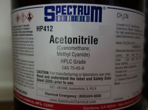 High quality Spectrum Acetonitriile HPLC Grade 99.9% 500ml