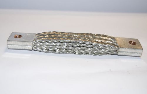 Burndy flexible 5 braid ground connector strap 3/8&#034; single hole 7.5&#034; l 1.25&#034; w for sale