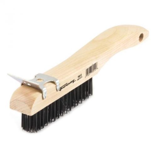 10-1/4&#034;-by-.014&#034; wire scratch brush, carbon steel, wood shoe handle forney 70512 for sale