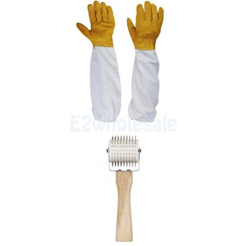 Protective Beekeeping Gloves + Needle Roller Uncapping Honey Extracting Tool