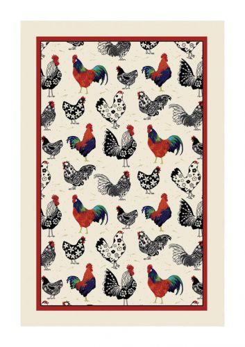 Rooster Hen Design Linen Tea Towel, Ulster Weavers, Country Living, Hen House