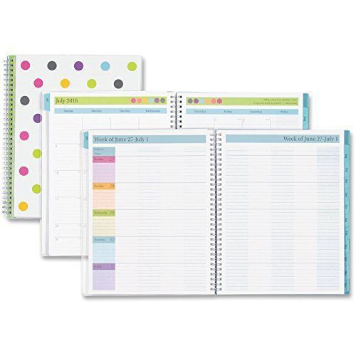 Blue Sky Today&#039;s Teacher Dots Year 16/17 Weekly/Monthly 8.5 x 11 Planner