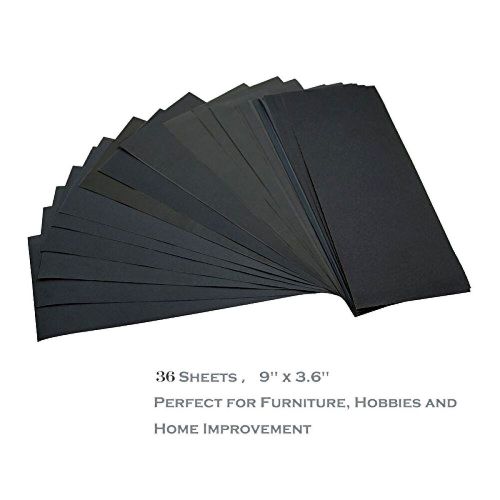 400 to 3000 Grit Sandpaper Assortment Dry/ Wet 9 x 3.6 Inch 36 Pieces Sand Pad
