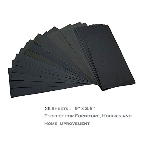 400 to 3000 Grit Sandpaper Assortment Dry/ Wet 9 x 3.6 Inch 36 Pieces Sand Pad