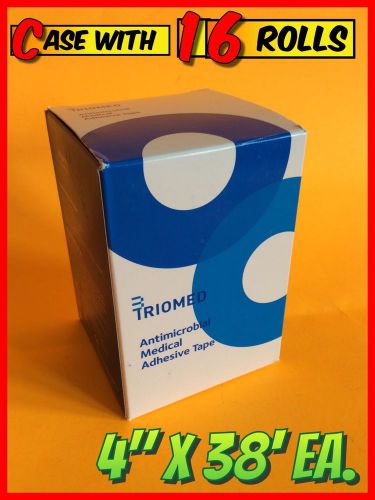 Case w 16x triomed antimicrobial medical adhesive tape (10cm x 10m / 4&#034; x 32.8&#039;) for sale